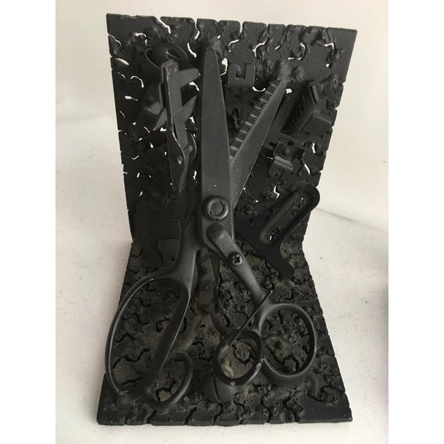 1970s Folk Art Metal Bookends - a Pair For Sale - Image 12 of 13