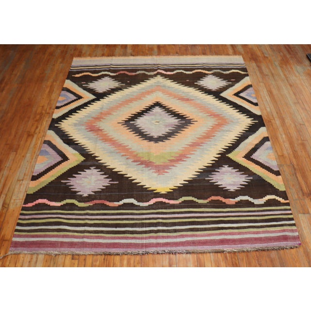 Mid 20th Century Dazzling Room Kilim Flat-Weave - 8'4" x 11' For Sale In New York - Image 6 of 6
