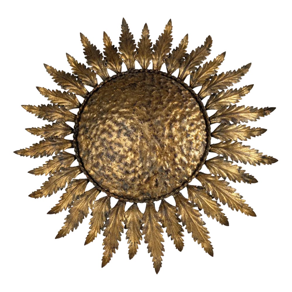 Golden Sun Ceiling with Leaf Rays, 1950s | Chairish