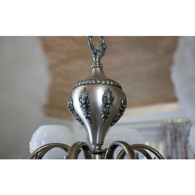 White Brass Chandelier, 1970s For Sale - Image 4 of 7