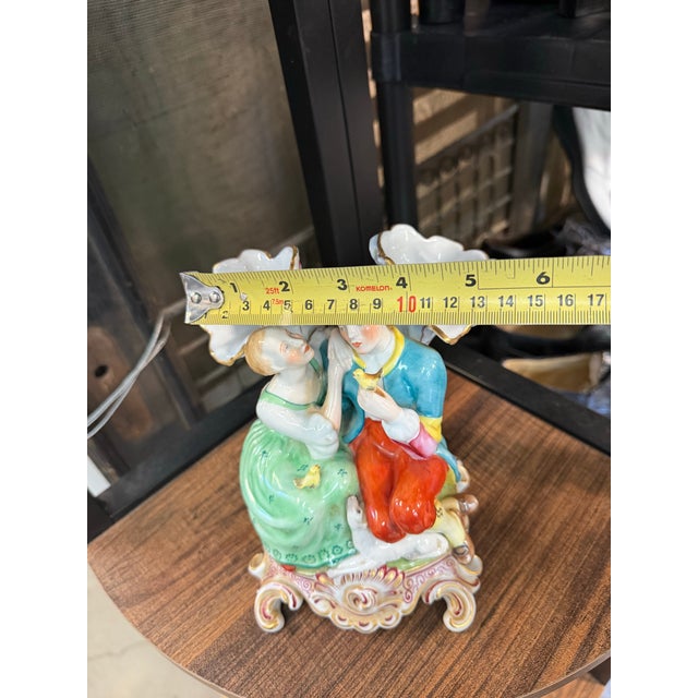 Rare Vintage Herend - Rococo Lover Couple Hand Painted Porcelain Figurine For Sale - Image 9 of 9