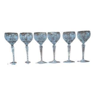Vintage Crystal Wine Glasses, 1970s, Set of 6 For Sale