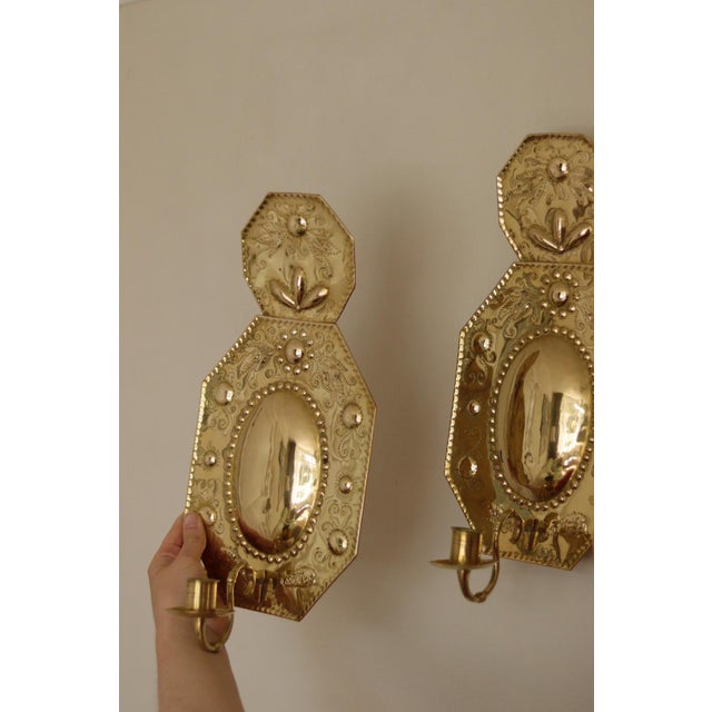 Baroque Swedish Brass Sconces, Set of 2 For Sale - Image 4 of 13