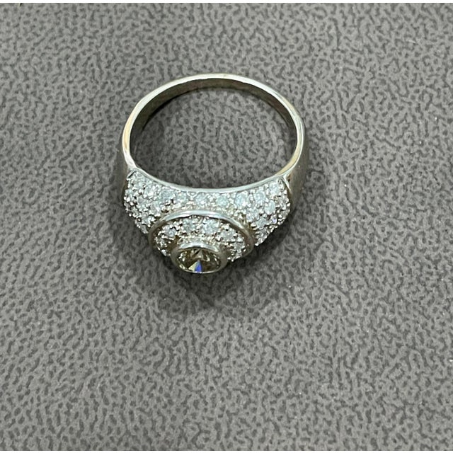 1.70 Carat Champagne & White Diamond Engagement Ring 14 Karat White Gold For Sale - Image 11 of 18