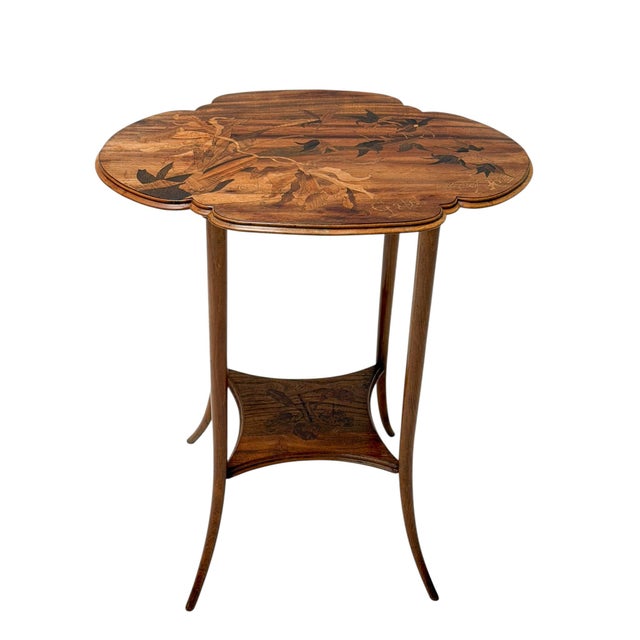 Art Nouveau Walnut Marquetry Side Table by Émile Gallé, France, 1900s For Sale - Image 6 of 10