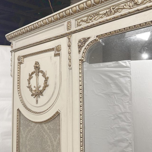 Antique Italian Neoclassical Painted Triple Armoire For Sale - Image 13 of 18