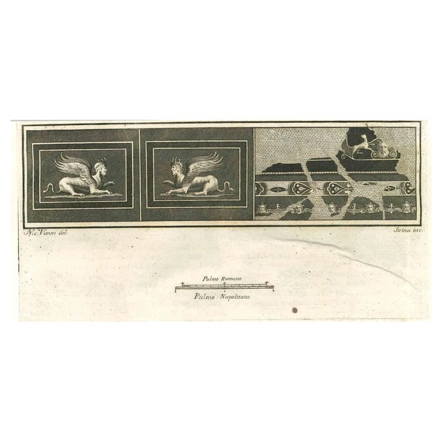 Fernando Strina, Fresco from Antiquities of Herculaneum, Etching, 18th Century For Sale