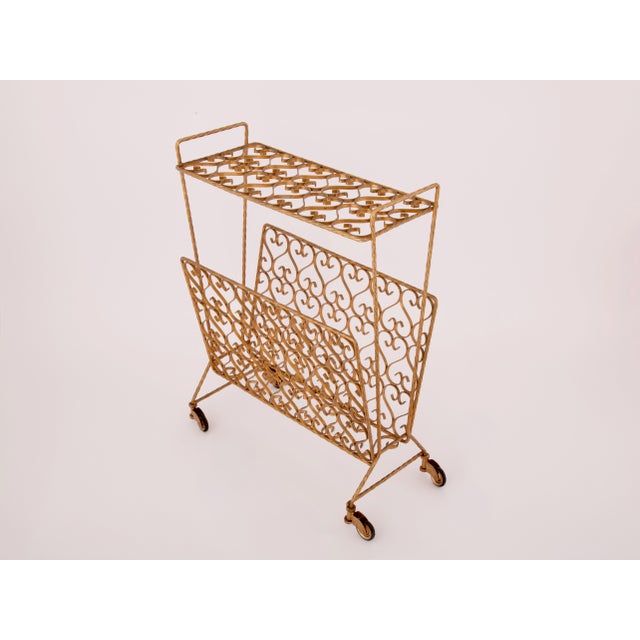 Mid Century Italian Magazine Rack or Side Table Gold 1960s For Sale - Image 9 of 11