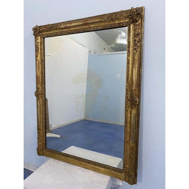Antique French Napoleon Gold Leaf Mirror, 1870s For Sale - Image 4 of 16
