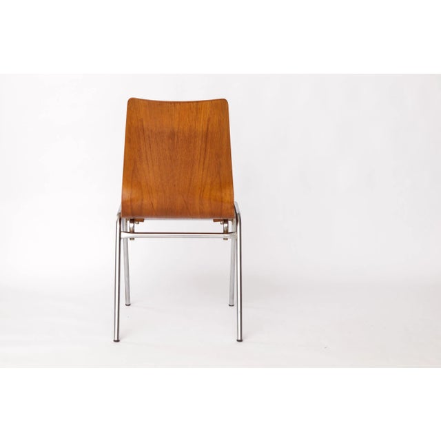 Vintage German Teak and Metal Stacking Chair, 1970s For Sale - Image 4 of 9