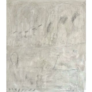 Large Abstract Painting on Canvas, Minimalist Neutral Wall Art, Modern Oversized Artwork Unstretched (Rolled in Tube) 55x63 Inches For Sale