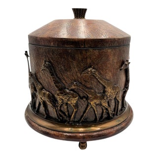 Maitland Smith Safari Giraffe Themed Lidded Canister For Sale