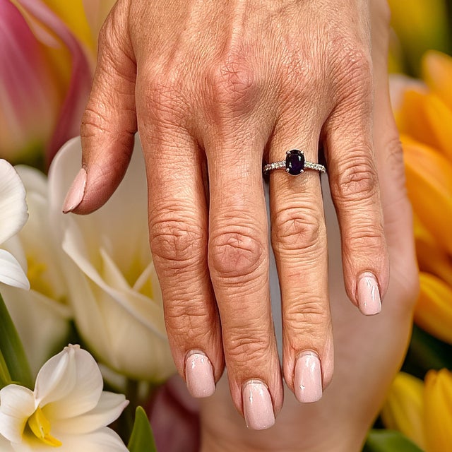 Natural Sapphire Diamond Ring 6.5 14k W Gold 2.35 TCW Certified For Sale - Image 9 of 13