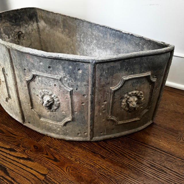 19th Century French Half Round Lion Head Lead Planter For Sale In New York - Image 6 of 9
