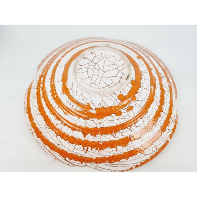 Orange Ceramic Decorative Plate with Spiral Motif by Géza Gorka, 1960s For Sale - Image 6 of 12
