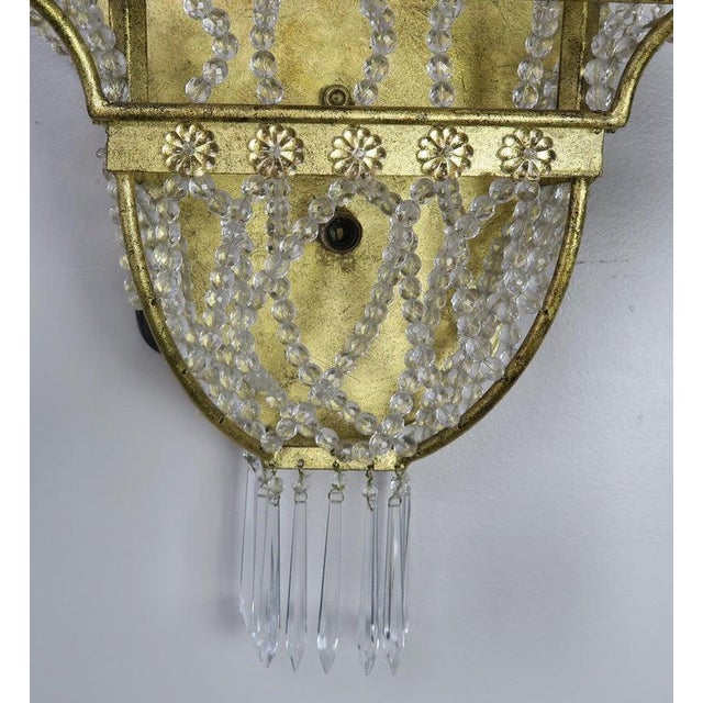 Bronze Pair of French Bronze and Rock Crystal 2-Light Sconces For Sale - Image 8 of 13