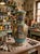 Vintage decorative ceramic vase by Gialletti Deruta, in majolica featuring a detailed Byzantine-style mosaic motif with...