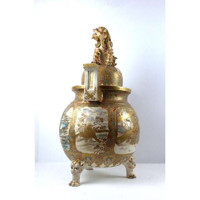 Large Japanese Meiji Porcelain Satsuma Vase For Sale - Image 3 of 18