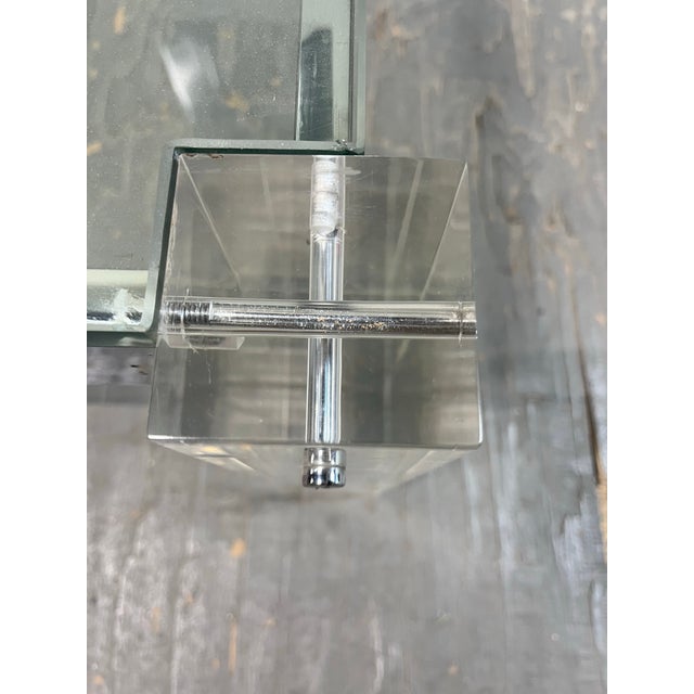 Lucite Coffee Cocktail Table Lug Peg Chrome Square Hollywood Regency Glass For Sale - Image 9 of 10