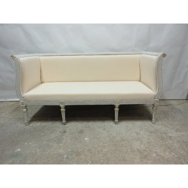 100% Original Painted Swedish Gustavian Sofa Sofa. For Sale - Image 9 of 9