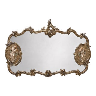 Vintage French Rococo Louis XV Style Gold Wall Mantle Mirror For Sale