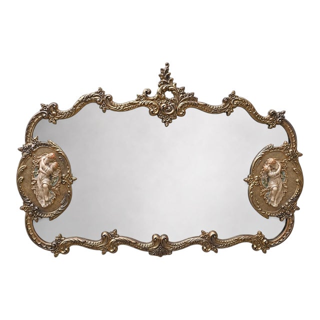 Vintage French Rococo Louis XV Style Gold Wall Mantle Mirror For Sale