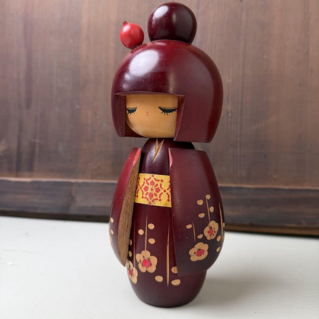 Wood Vintage Japanese Kokeshi Sato No Oto by Hajime Miyashita, 1970s For Sale - Image 7 of 7