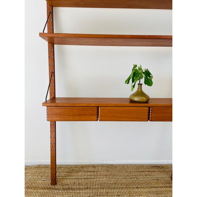 Mid-Century Modern Vintage 1960s Danish Modern Teak Wood Omnibus Wall Shelving Unit by Sven Ellekaer For Sale - Image 3 of 15