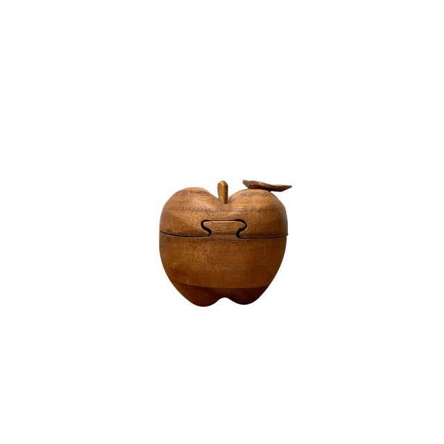 Vintage Teak Apple Shaped Secret Box, 1970s For Sale