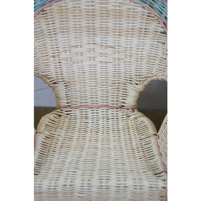 2 Vintage Wicker Doll Sized Salesman Sample Wicker Rattan Arm Chairs 12" For Sale - Image 4 of 14