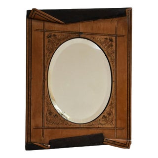Wooden Edges Simulating Folds Mirror For Sale