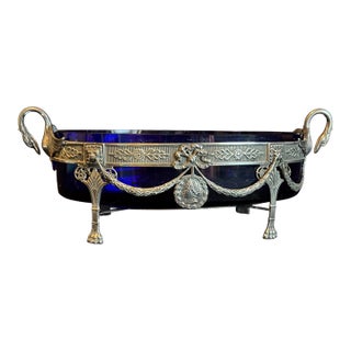19thC Louis XVI Blue Silver Jardiniere Bowl – 1 Pc For Sale
