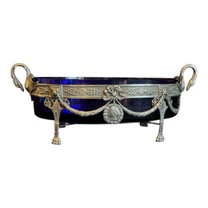 19thC Louis XVI Blue Silver Jardiniere Bowl – 1 Pc