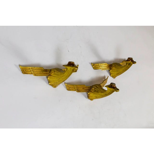 Art Deco 1920s Two Art Deco Gilt Bronze Avian Theater Sconces, Pair For Sale - Image 3 of 11