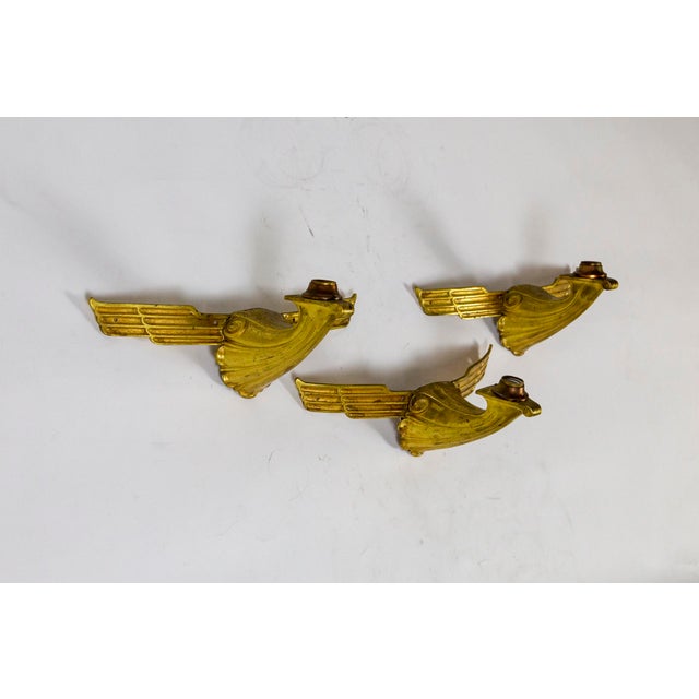 Art Deco Gilt Bronze Avian Theater Sconces - Set of 6 For Sale - Image 4 of 12