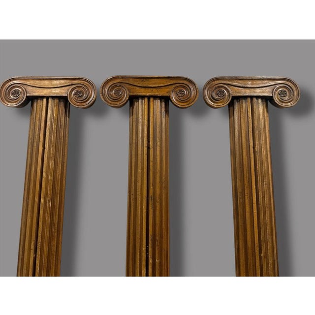 Vintage Walnut Fluted 1/2 Columns. Set of Three. Fluted with scrolling capitals. A common feature in classical...