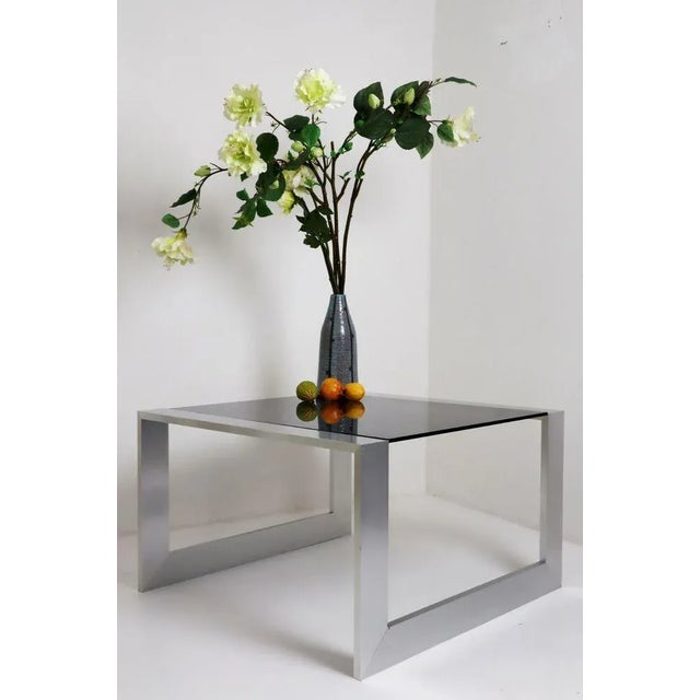 Stainless Steel Smoke Glass Coffee Table, 1970s For Sale - Image 4 of 8