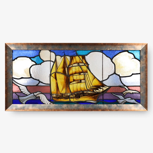 Framed Stained Glass Window by Leo Vingerhoets, 1950s For Sale - Image 12 of 12