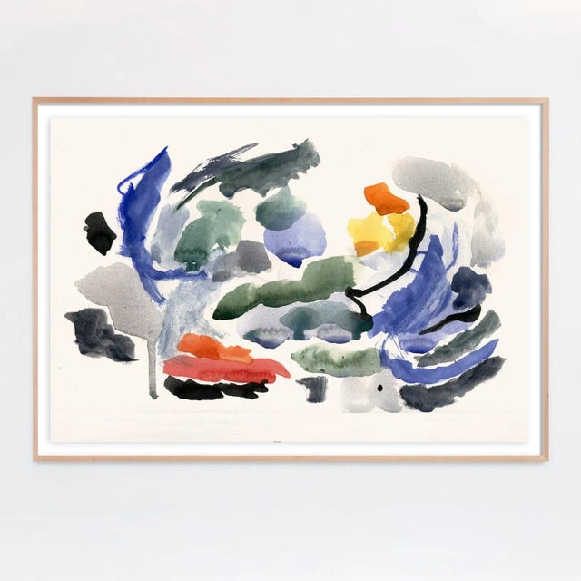 Mid-Century Modern "Blue Notes #14" Midcentury Abstract Print - 58" X 42" For Sale - Image 3 of 4