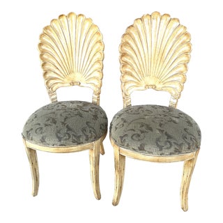 Vintage Shell Back Grotto Dining Chairs-A Pair For Sale