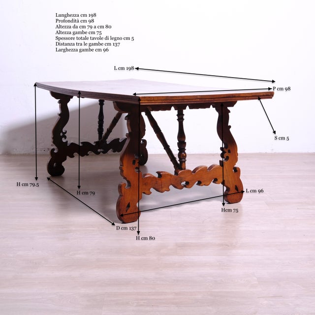 Wood Walnut Table from Frattino, Late 19th Century For Sale - Image 7 of 18
