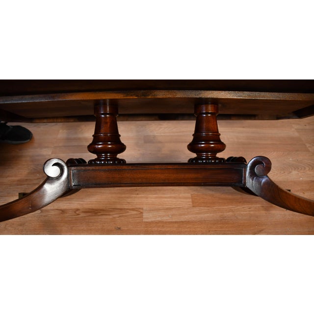 Wood 1930 Weiman English Regency Mahogany Leather Top Set Coffee Table & Side Tables For Sale - Image 7 of 18