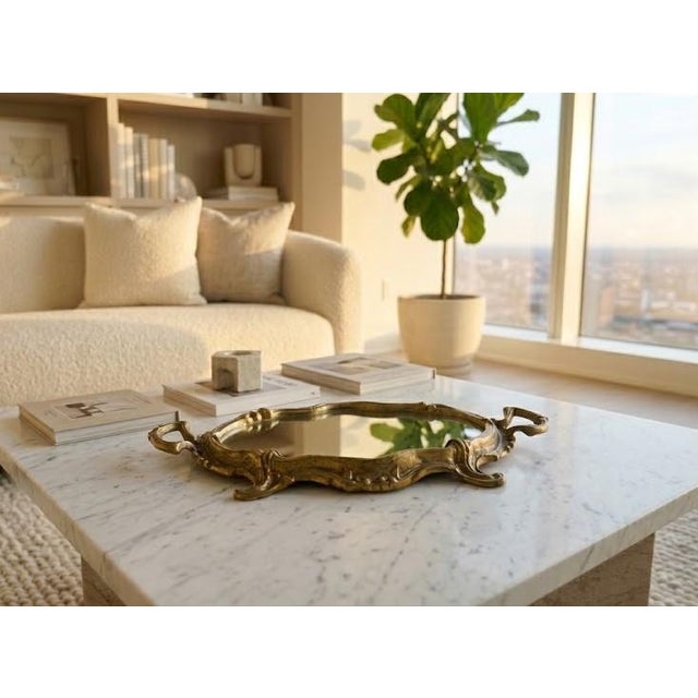 Metal Louis XV-style French Bronze Tray With a Smooth Mirror Finish For Sale - Image 7 of 11