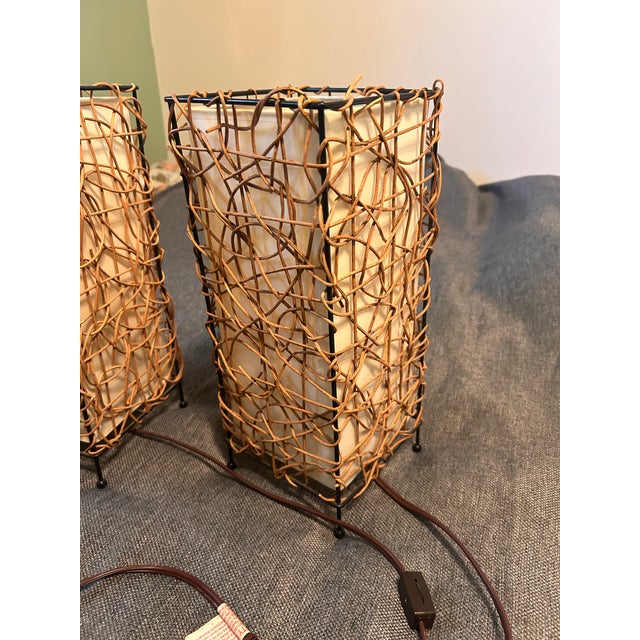 Bohemia Vintage Rattan Table Lamps (2) For Sale - Image 4 of 7