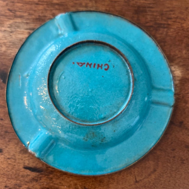 Antique Chinese Turquoise Blue Cloisinne Ashtray For Sale - Image 4 of 4