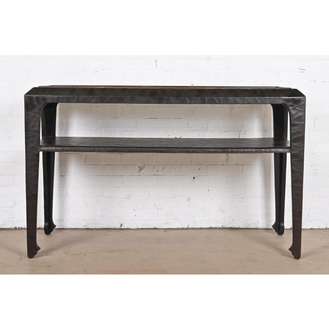 Baker Furniture Hollywood Regency Chinoiserie Lacquered Bamboo Top Console Table For Sale - Image 10 of 12