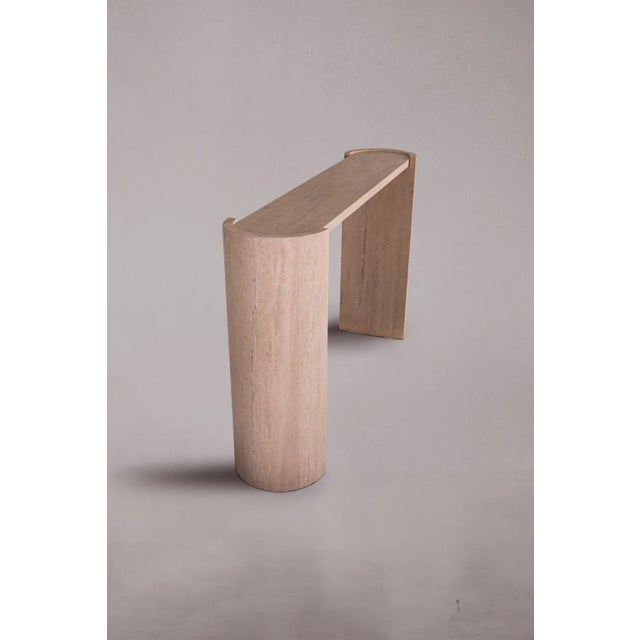 Décora D-Shaped Travertine Console Table 60" For Sale - Image 4 of 5