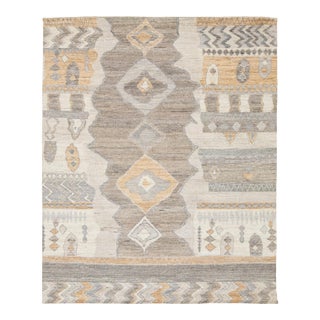Modern Tribal Echoes: Hand-Knotted Moroccan Style Wool Rug For Sale