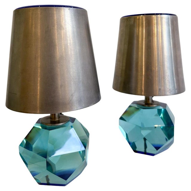 Blue Mod.2228 Table Lamps by Max Ingrand for Fontana Arte, 1950s, Set of 2 For Sale - Image 8 of 8