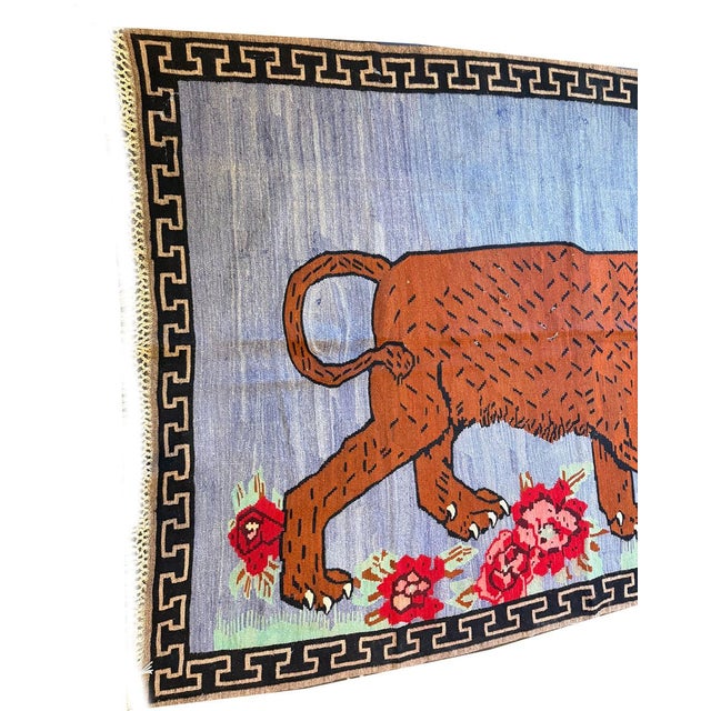 An Antique Pictorial "Lion"Turkish Flat Weave/Kilim Rug For Sale In Los Angeles - Image 6 of 7